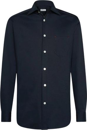 Kiton Nerano Hemd van Puur Katoen - Heren - Casual Overhemden - Zwart - S - Katoen - Overhemden