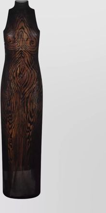 Jean Paul Gaultier mesh sleeveless high-neck open-back maxi dress