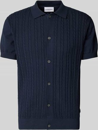 Lindbergh Lindbergh Relaxed Fit Freizeithemd mit Zopfmuster in Dunkelblau, Größe XXL