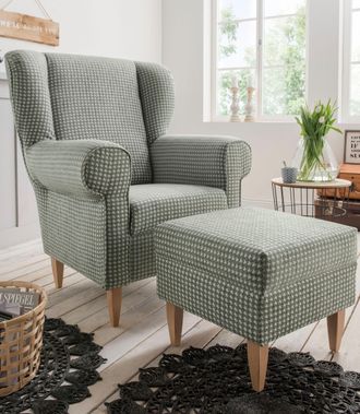 HOME AFFAIRE Sessel »Asino« mit Hahnentritt Bezug, wahlweise mit Hocker