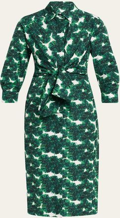 Max Mara Maremma Floral Waist-Tie Midi Shirtdress