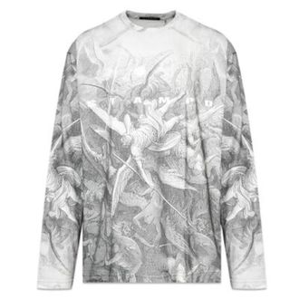 Stampd Angels T-Shirt Mens White Gray Graphic Relaxed Long Sleeve FROG430