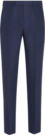 Ermenegildo Zegna Oasi tapered-leg linen trousers - men - Linen/Flax - 50 - Blue