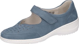 Waldl&auml;ufer Klettschuh WALDL&Auml;UFER KYA, Damen, Gr. 5,5 (38,5), blau (jeansblau), Nubukleder, Schuhe Klettschuh, Spangenschuh, Komfortschuh, Ballerina mit praktisch