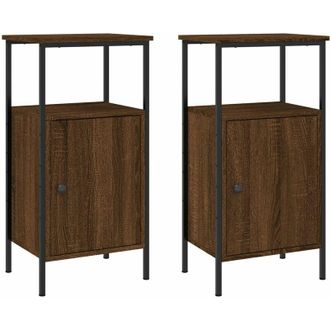vidaXL Mesitas Noche 2 Uds Madera Ingenier&iacute;a Marr&oacute;n Roble 41x31x80 Cm Vidaxl