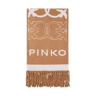Pinko Winter Scarves, female, Beige, ONE SIZE, Jacquard Logo Scarf