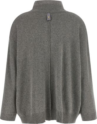Alberta Ferretti Central-Stitched Cashmere-Blend Sweater - gray