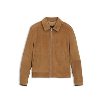 BOSS Suede leather jacket with zipper closure