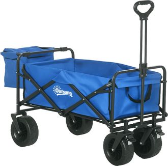 OUTSUNNY Carro De Jard&iacute;n Con Bolsa T&eacute;rmica Desmontable Carro Plegable Con Longitud Y &Aacute;ngulo Del Mango Ajustables Y Bolsa De Transporte Carga 100 Kg