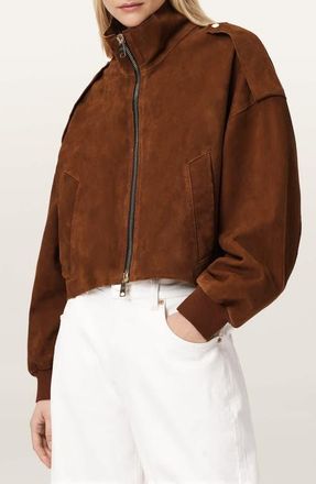 AllSaints Lowden Suede Jacket in Cognac Brown at Nordstrom, Size X-Small
