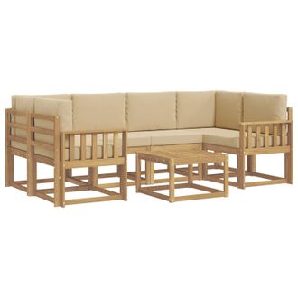 vidaXL Conjunto De Sof&aacute;s De Exterior Con Coj&iacute;n 7 Pcs Y Beige Vidaxl