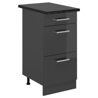 Vicco Mueble Bajo De Cocina R-line, Antracita Alto Brillo, 40 Cm Con Cajones, Et Antracita, Vicco