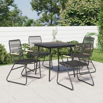 vidaXL Vidaxl - Sillas De Jard&iacute;n 4 Unidades Rat&aacute;n Pvc Negro 58x59x85,5 Cm