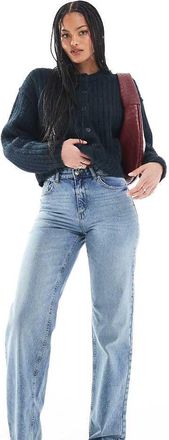 Only Tall ONLY Tall Ella mid waist straight fit jeans in mid blue