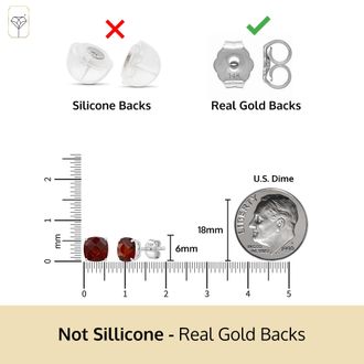 MAX + STONE 14k Yellow or White Gold 6MM Cushion Cut Gemstone Solitaire Gemstone Studs