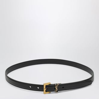 Saint Laurent Cintura sottile Cassandre in pelle martellata nera