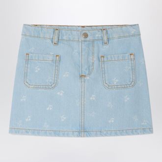 BONPOINT Gonna Tison in denim con ciliegie jacquard