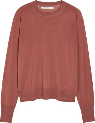 Another Tomorrow Crew-neck Fine-knit T-shirt - Red - S (UK8-10 / S)