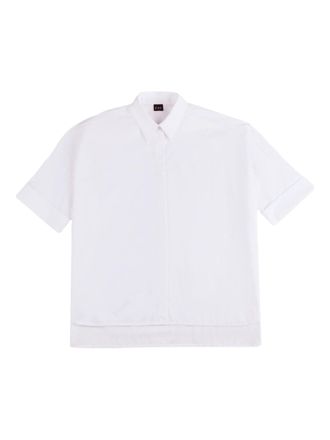 Fay Loose-Fitting White Short-Sleeved Pointed Shirt