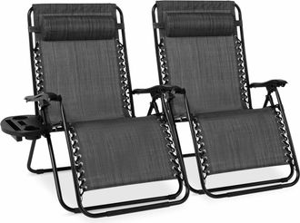 Best Choice Products Set of 2 Extra Wide Zero Gravity Lounge Chair Recliners w/ Cup Holder