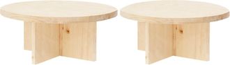 Deco Wood Pack 2 mesas de centro redondas de madera maciza tono natural 80x80cm