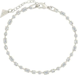 Sterling Forever Silver Cz Camden Staggered Tennis Bracelet