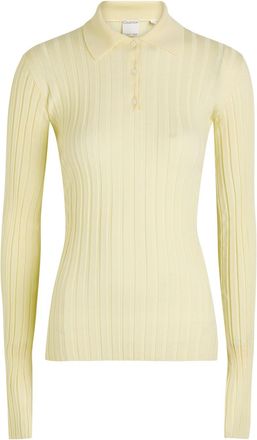 Calvin Klein Amber Ribbed Wool Polo top - Yellow Light - L (UK14 / L)