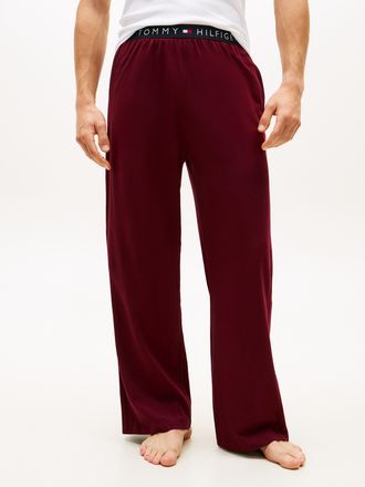 Tommy Hilfiger Loungehose, Herren, Gr. XXL (56), N-Gr, deep rouge, Jersey, Obermaterial: 95% Baumwolle, 5% Elasthan, TOMMY HILFIGER UNDERWEAR, relaxed fit lang, Hose