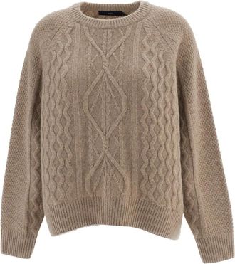 arch4 Delilah Kasjmier Trui - Dames - Ronde hals truien - Beige - XS - Kasjmier - Truien & Vesten