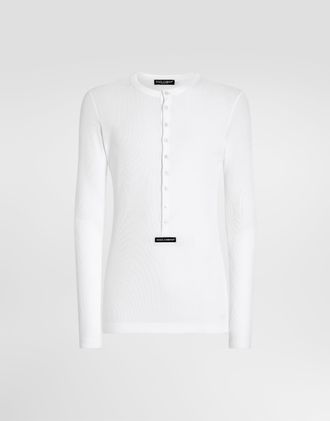 Dolce & Gabbana Serafino T-shirt In Ribbed Cotton - Man T-shirts And Polos White 46