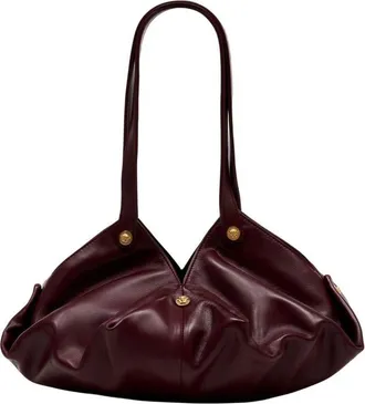Versace Pleated Lambskin Shoulder Bag Burgundy