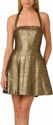 Adrianna Papell Embellished Mini Dress In Metalic Gold