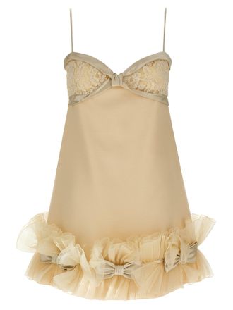 Valentino Garavani Valentino Garavani Pleated Ruffles Dress Abiti Beige-Donna
