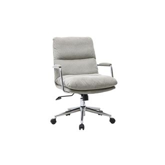 Miliboo Silla De Oficina Con Ruedas De Tela De Terciopelo Acanalado Topo Y Metal Cromado Mirabeau