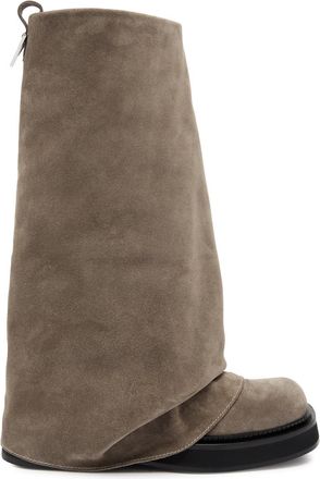 The Attico Robin Layered Suede Combat Boots - Taupe - 36 (IT36 / UK3)