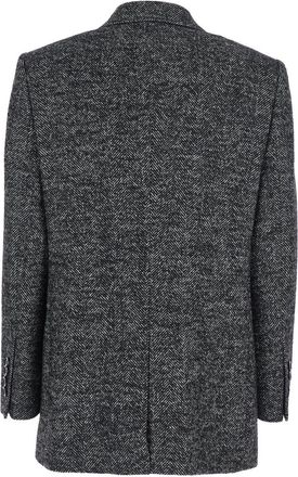 Dolce & Gabbana Womens Grey Double-Breasted Jacket With Peak Revers Acrylic Blazers
