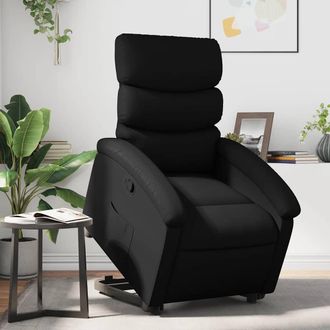 vidaXL Sill&oacute;n Reclinable Elevable Cuero Artificial Negro Vidaxl