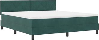 vidaXL Vidaxl - Cama Tipo Box Spring Verde Oscuro 180 X 200 Cm Terciopelo