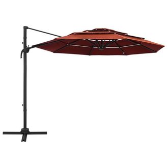Berkfield Home 4-Tier Parasol with Aluminium Pole Terracotta 3x3 m