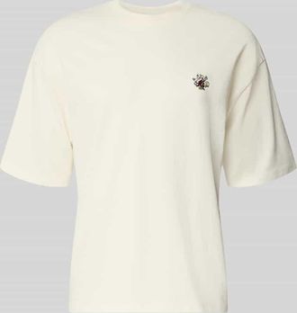 Review T-Shirt mit Stitching und Rundhalsausschnitt in Offwhite, Gr&ouml;&szlig;e XXL