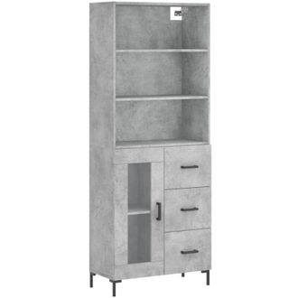 vidaXL Highboard Concrete Grey 69.5x34x180 cm Engineered Wood Vidaxl