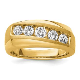 Diamond2Deal 10k Yellow Gold Lab Grown Diamond 5-Stone Band Ring 1Ct Clarity- VS Color- G-H