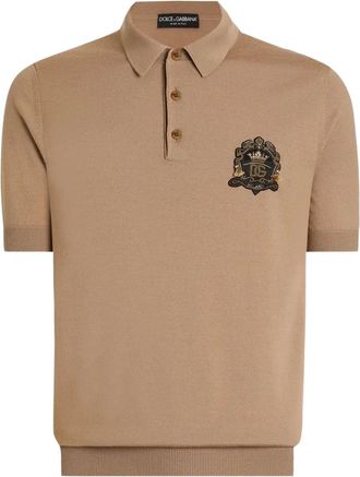 Dolce & Gabbana Poloshirt met korte mouwen en applicatie - Beige