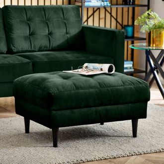Furniturebox Jade Velvet Chesterfield Footstool in Emerald