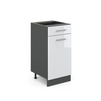 Vicco Mueble Bajo De Cocina R-line, Blanco Alto Brillo, 40 Cm Sin Encimera