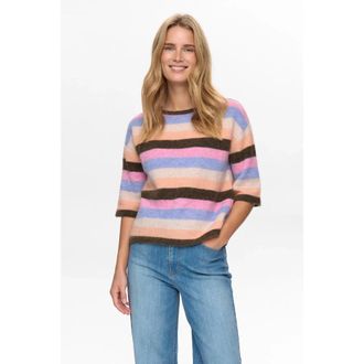 N&uuml;mph Nuriette Stripy SS Pullover - Dames - Ronde hals truien - Veelkleurig - S - Wol - Truien & Vesten