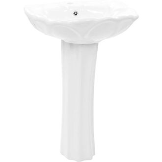 vidaXL Lavabo De Pie De Cer&aacute;mica Blanco 580x510x200 Mm Vidaxl