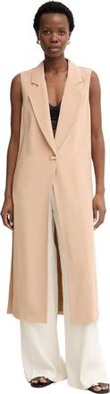 Simona Corsellini Gilet met enkele knopen - Dames - Bodywarmers - Beige - XS - Polyester - Jassen