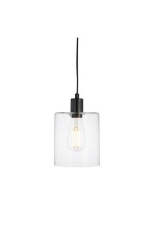 Netlighting Toledo Single Pendant Light Matt Black Clear Glass