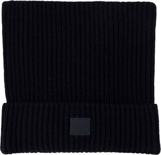 Acne Studios Unisex C40426-900 Ribbed Cotton Beanie Black